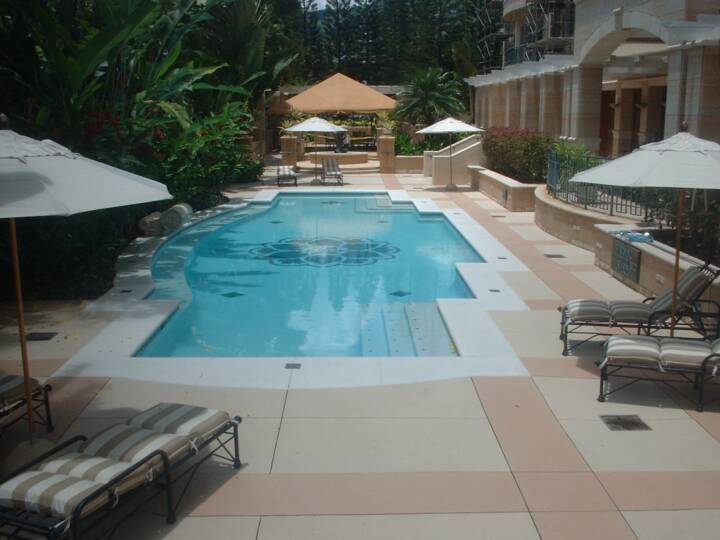 stained concrete pool deck