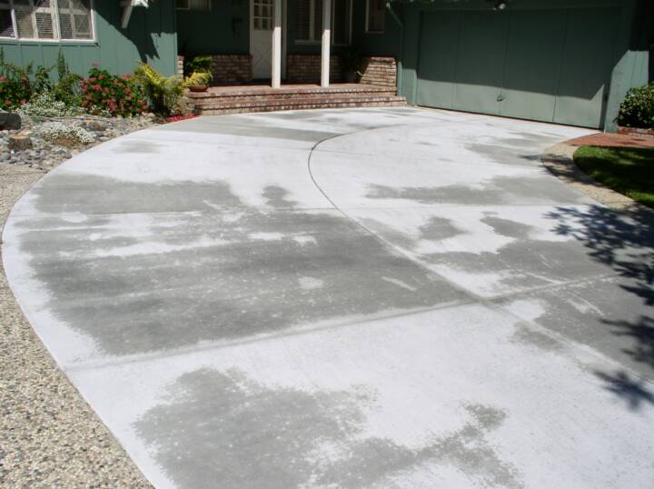 blotchy concrete driveway
