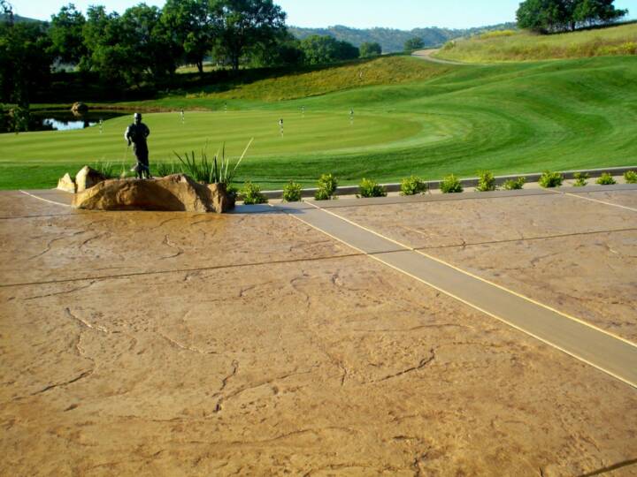 tan stamped concrete at golf course