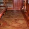 This basement floor was stained using a "dry brush" technique, a unique method of installing NewLook stains using a dry applicator brush. Colors may include Sunrise or Sierra Solid Base with a combination of Designer Series Enhancers, e.g. Dark Brown, Buffalo Brown, Spanish Clay, White, etc.